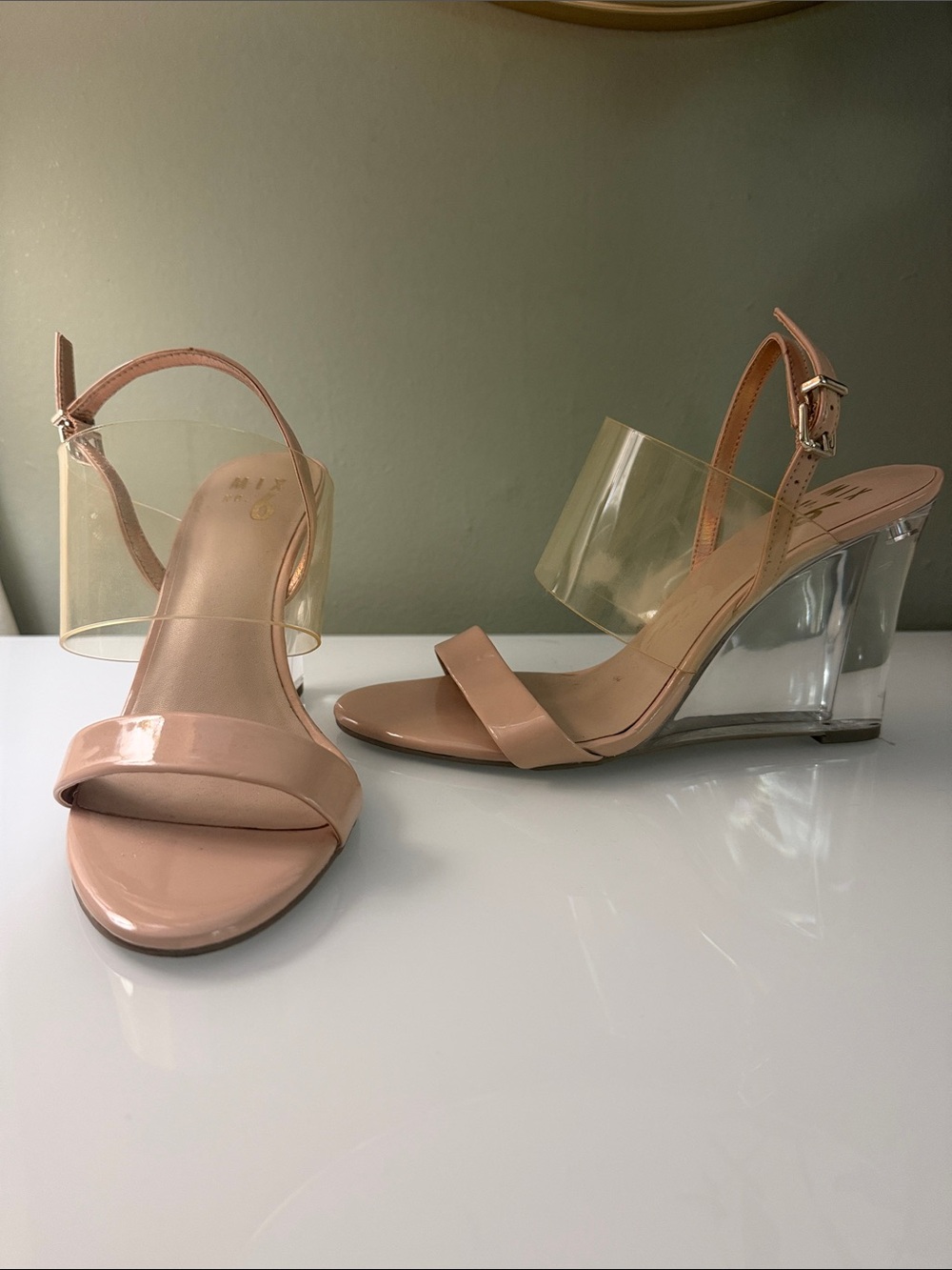 Nude Clear Mix No. 6 Wedge Sandals with PVC Strap